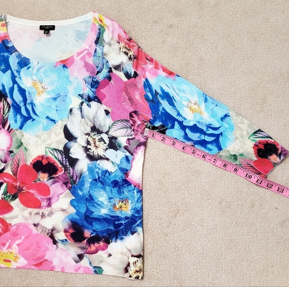 Talbots Colorful Floral 3/4 Sleeve Lightweight Sweater Womans Size XL Petite - Picture 7 of 9